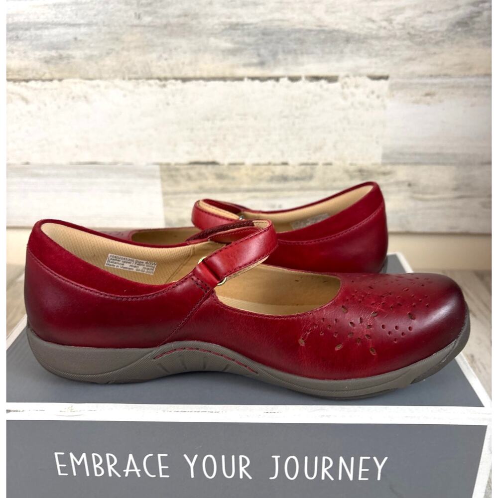 Dansko Womens 40W Stacy Red Leather Slip On Shoes Comfort Casual NWT - Picture 2 of 11